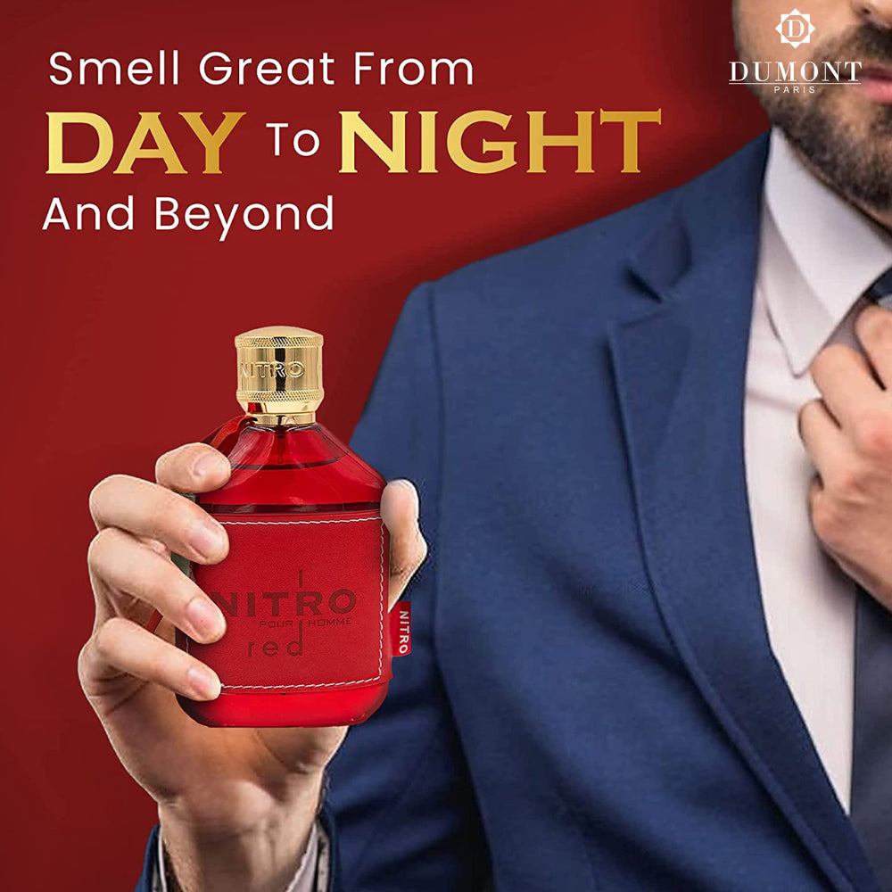 Dumont Nitro Red 3.4 Fl Oz Eau De Parfum for Men – Rich Fruity Woody Floral Fragrance – Luxurious Long Lasting Scent